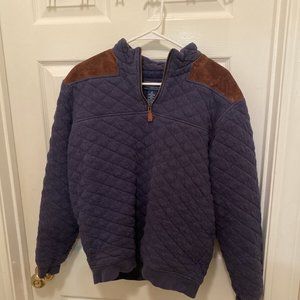 Vineyard Vines NAVY Blue Quilted Pullover Leather Trim Size M